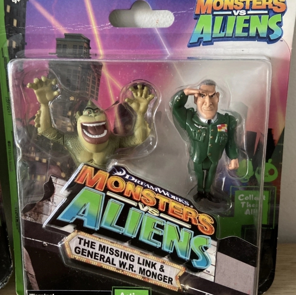 ❗Monsters vs Aliens The Missing Link & General W.R. Monger Toy Set RARE❗